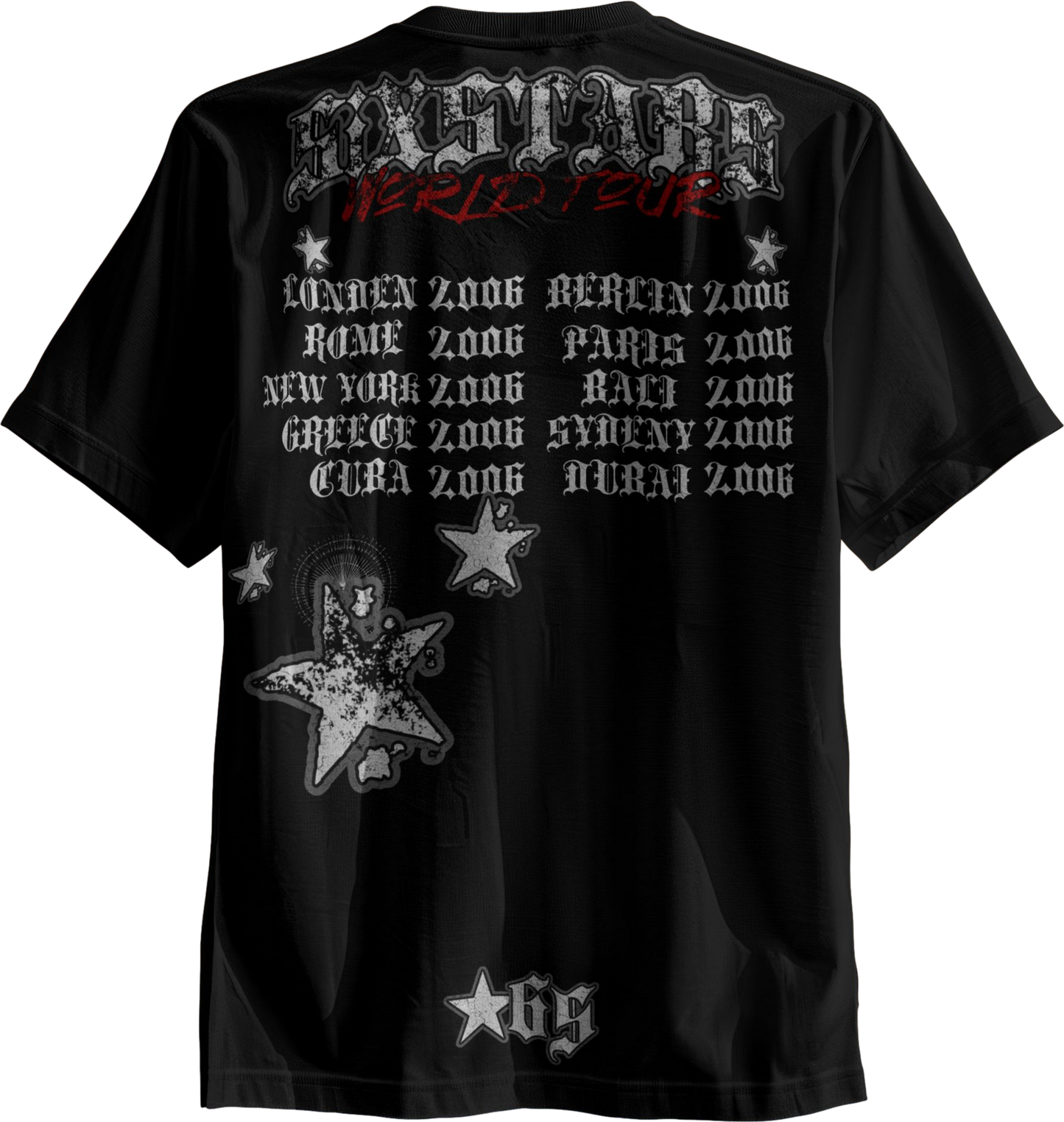 SIXSTARS “World Tour” Tee – Black/White/Red