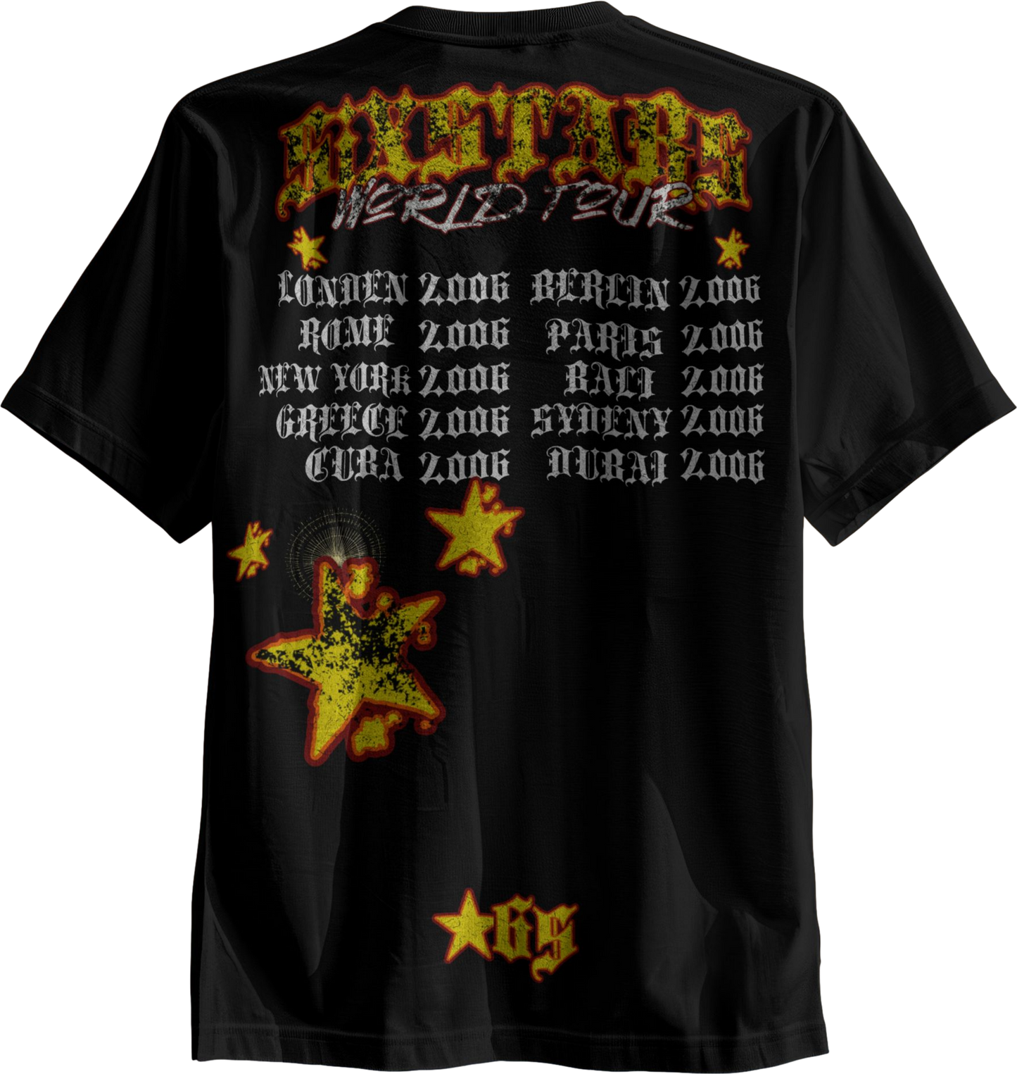 SIXSTARS “World Tour” Tee – Black/Yellow/Red